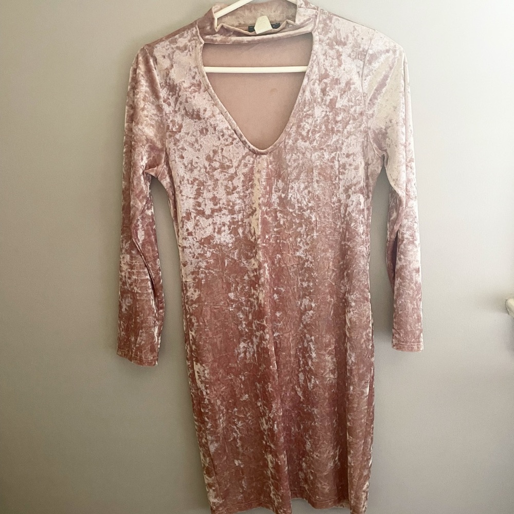 Rose velvet dress